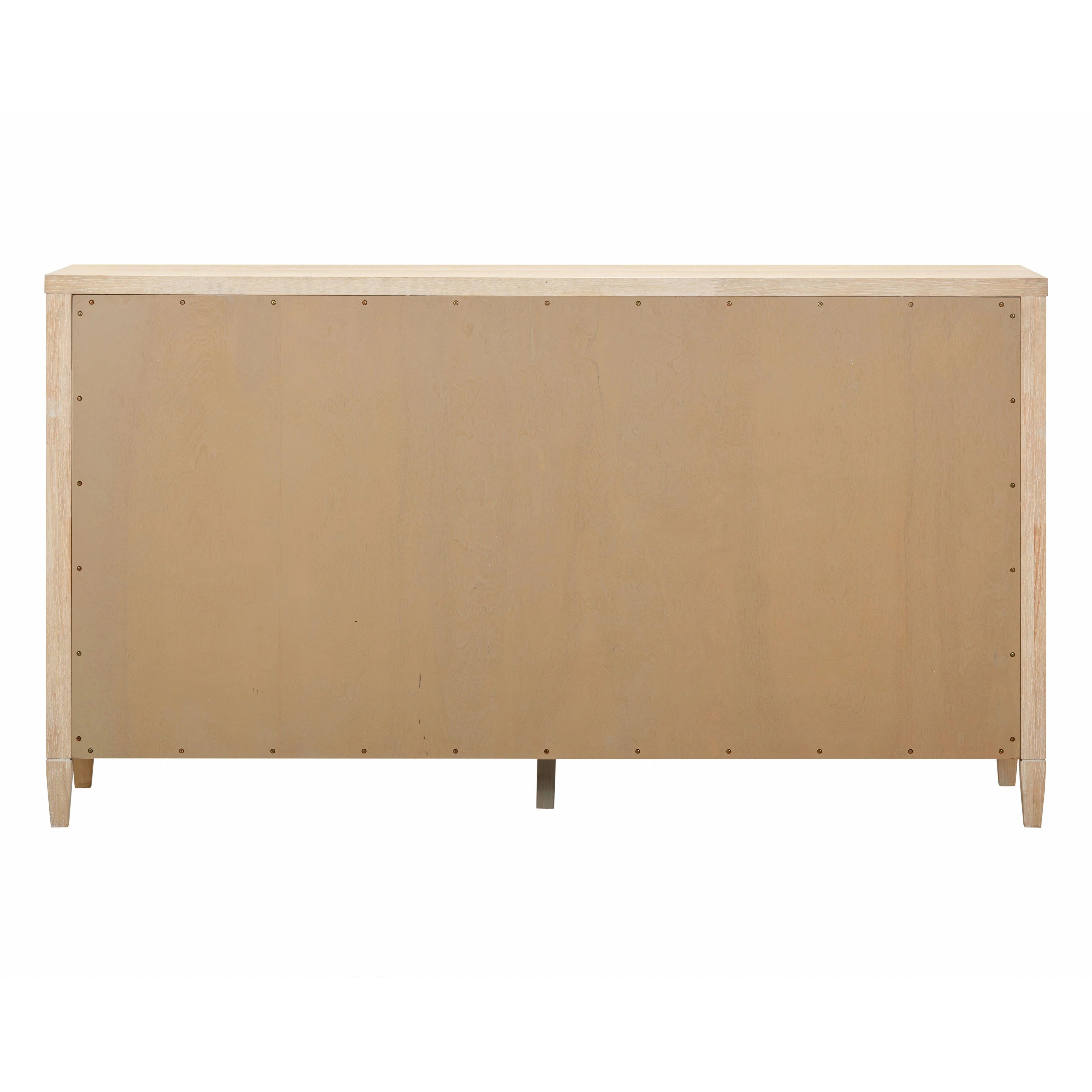 Bristol Park 62" Whitewashed Oak Wood 6-Drawer Dresser