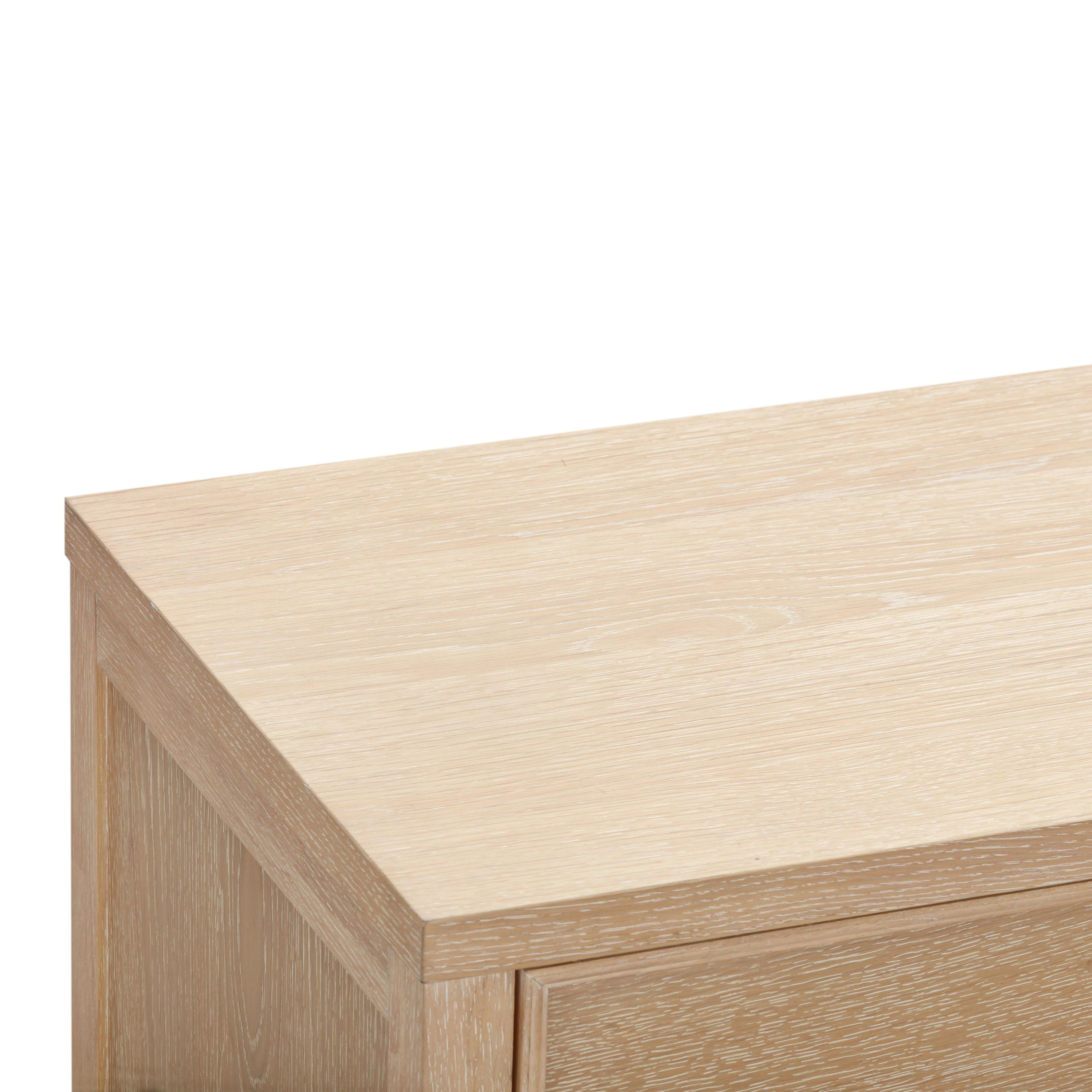 Bristol Park 62" Whitewashed Oak Wood 6-Drawer Dresser