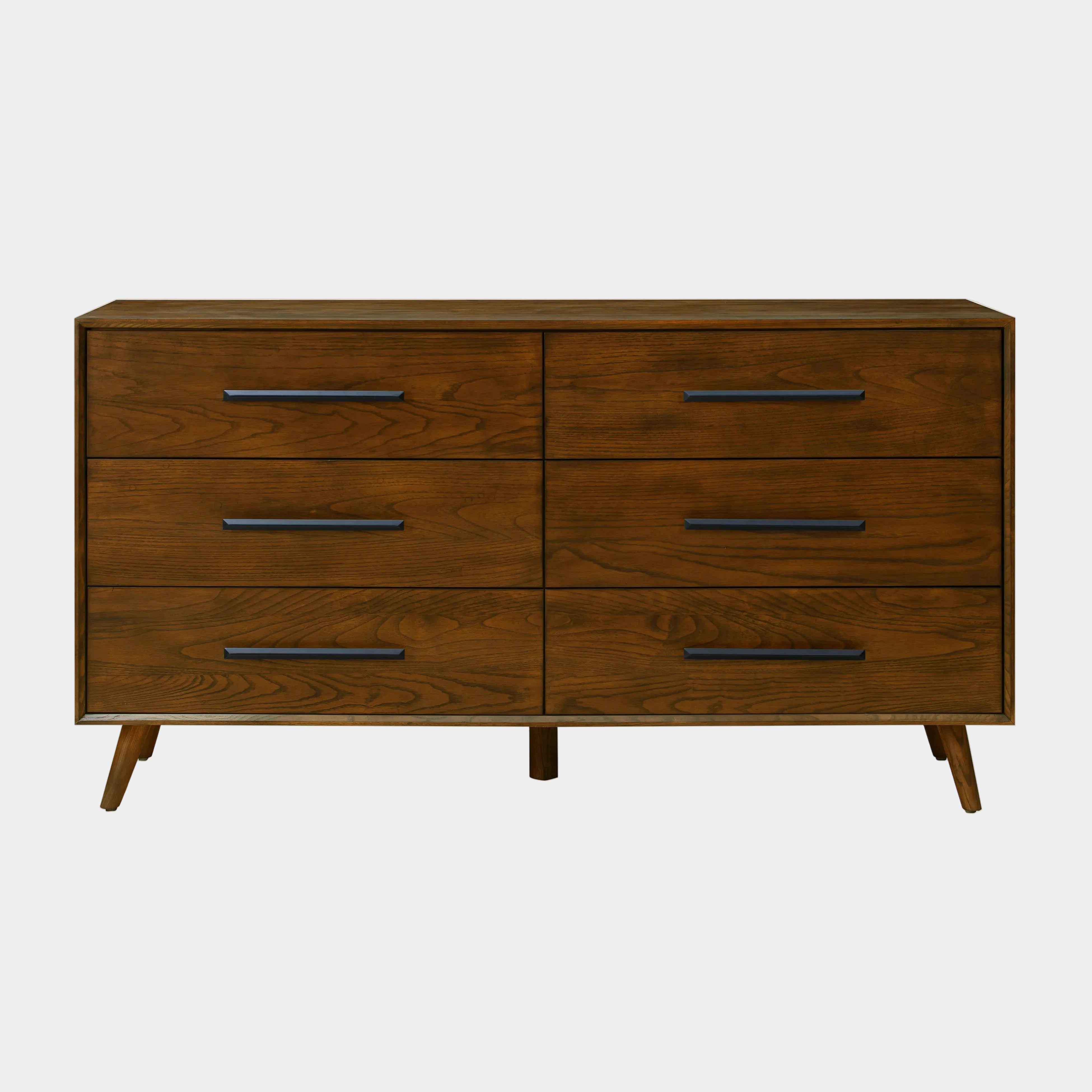 Emery 62" Walnut 6-Drawer Dresser