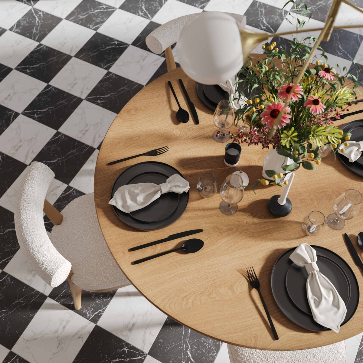 Table à manger ronde en bois naturel Nolan
