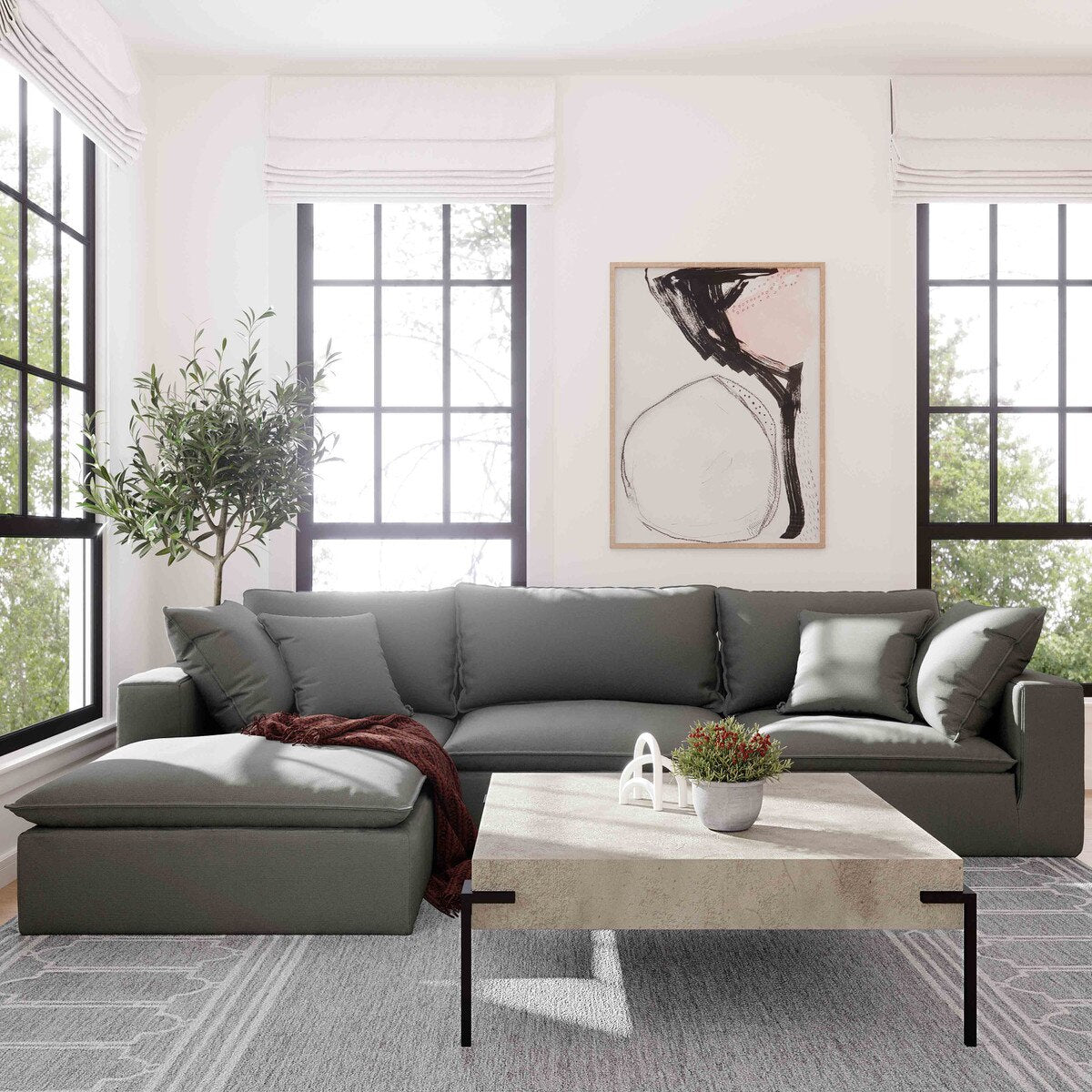 Fauteuil d'angle en tissu Cali Slate Performance