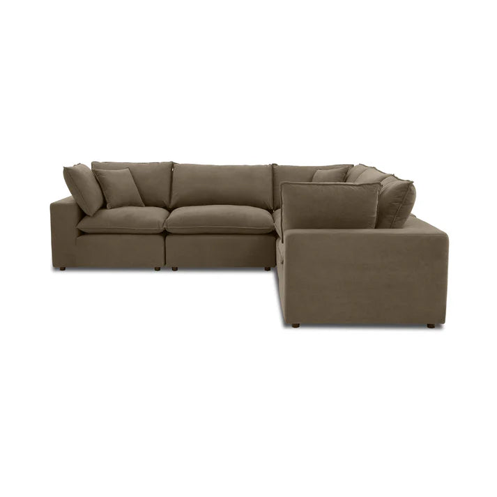 Cali Chocolate Brown Performance Velvet L-Sectional