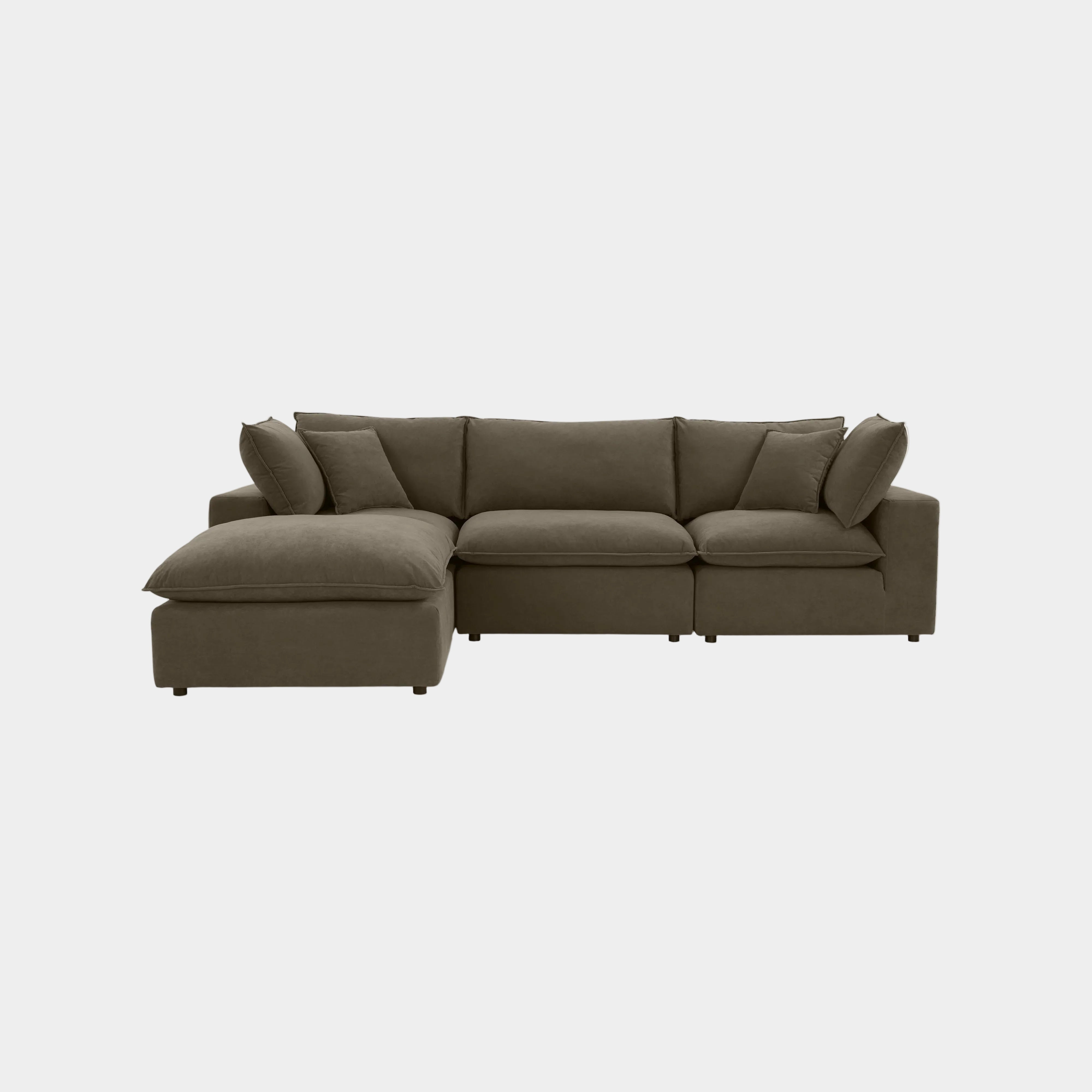 Cali 4-Piece Chocolate Brown Performance Velvet Sectional