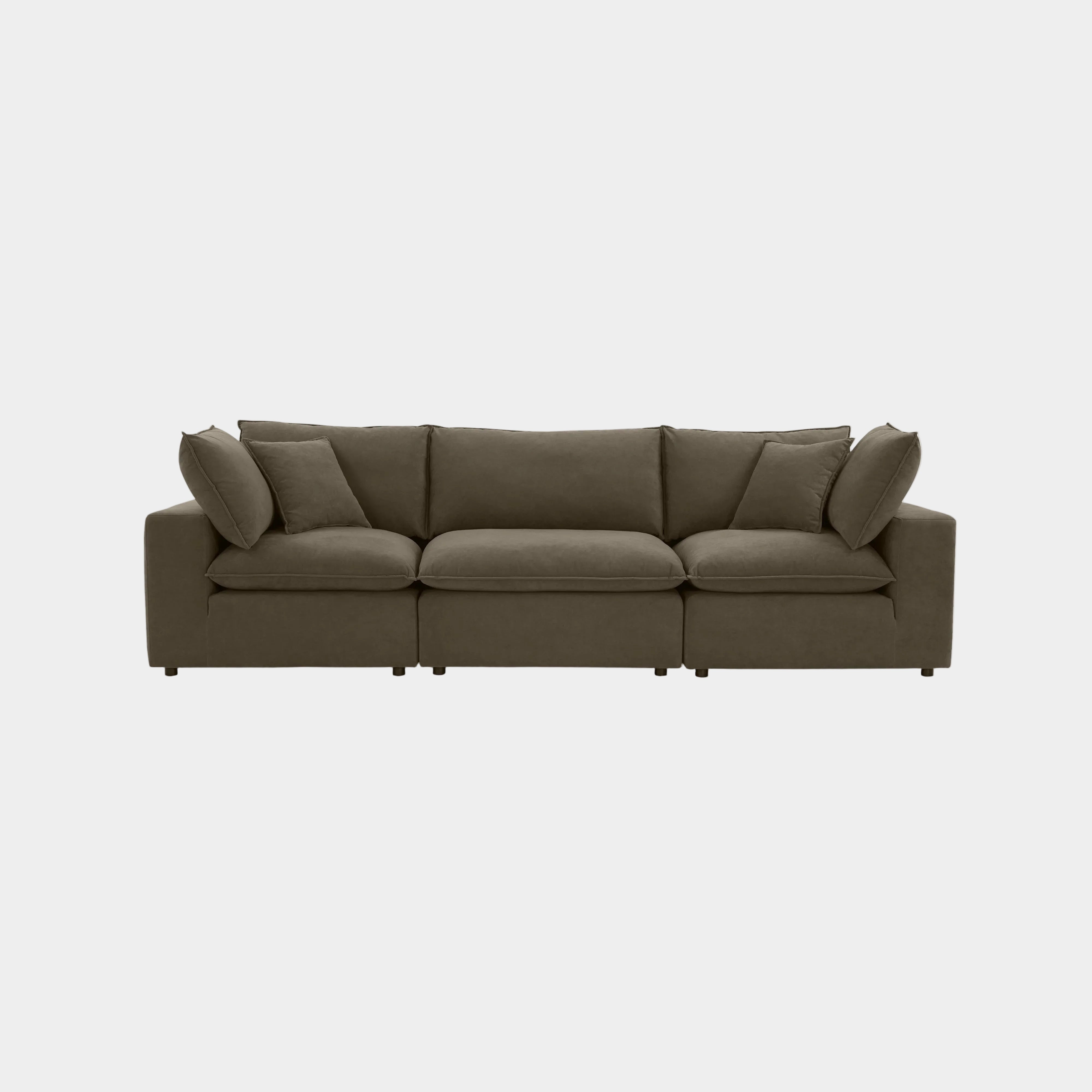 Cali 120" Chocolate Brown Performance Velvet Modular Sofa