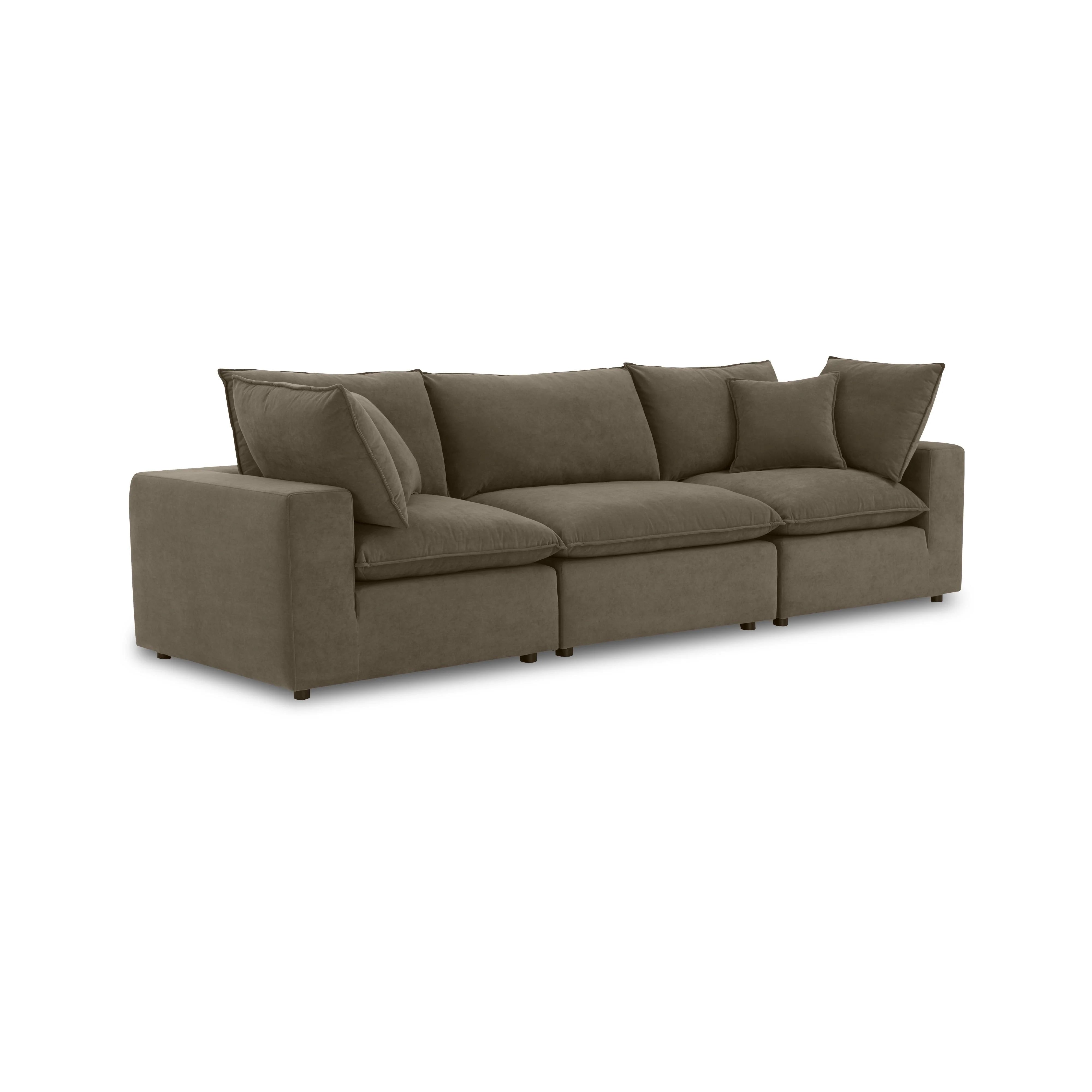 Canapé modulaire Cali en velours marron chocolat