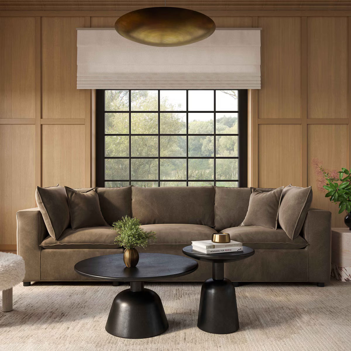 Canapé modulaire Cali en velours marron chocolat