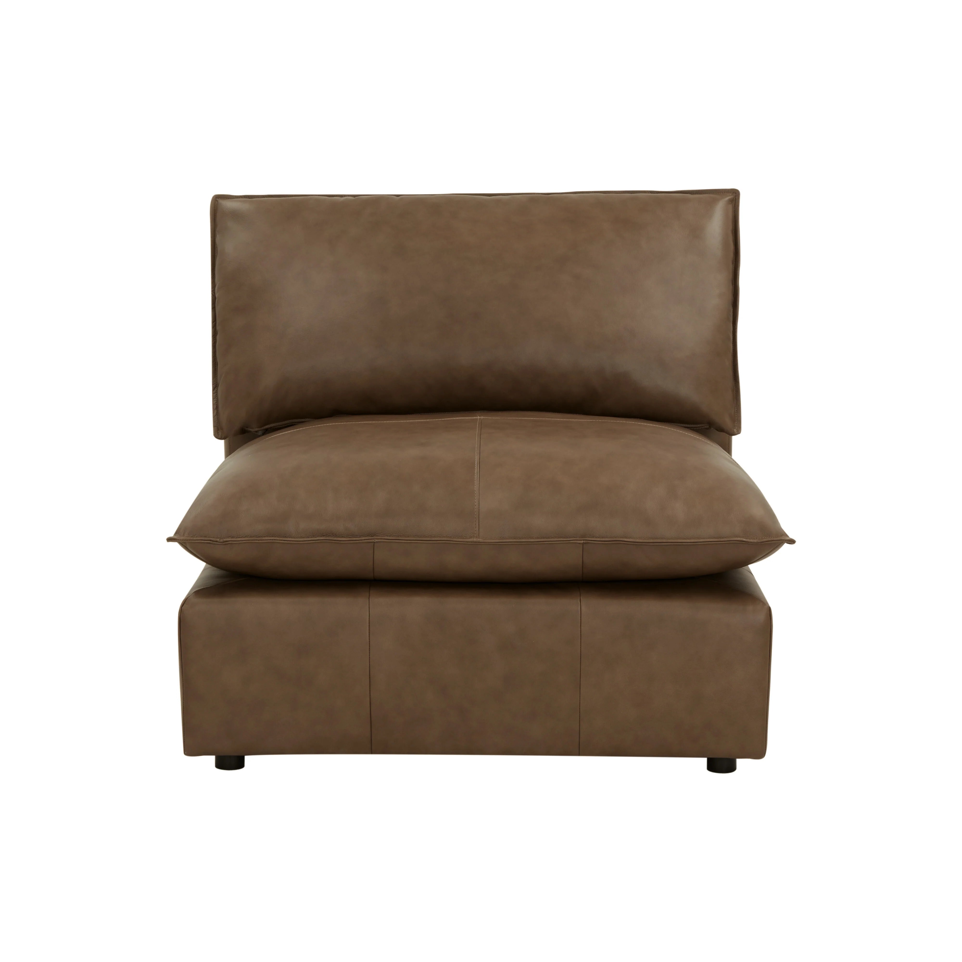 Cali Brown Leather Modular Armless Chair