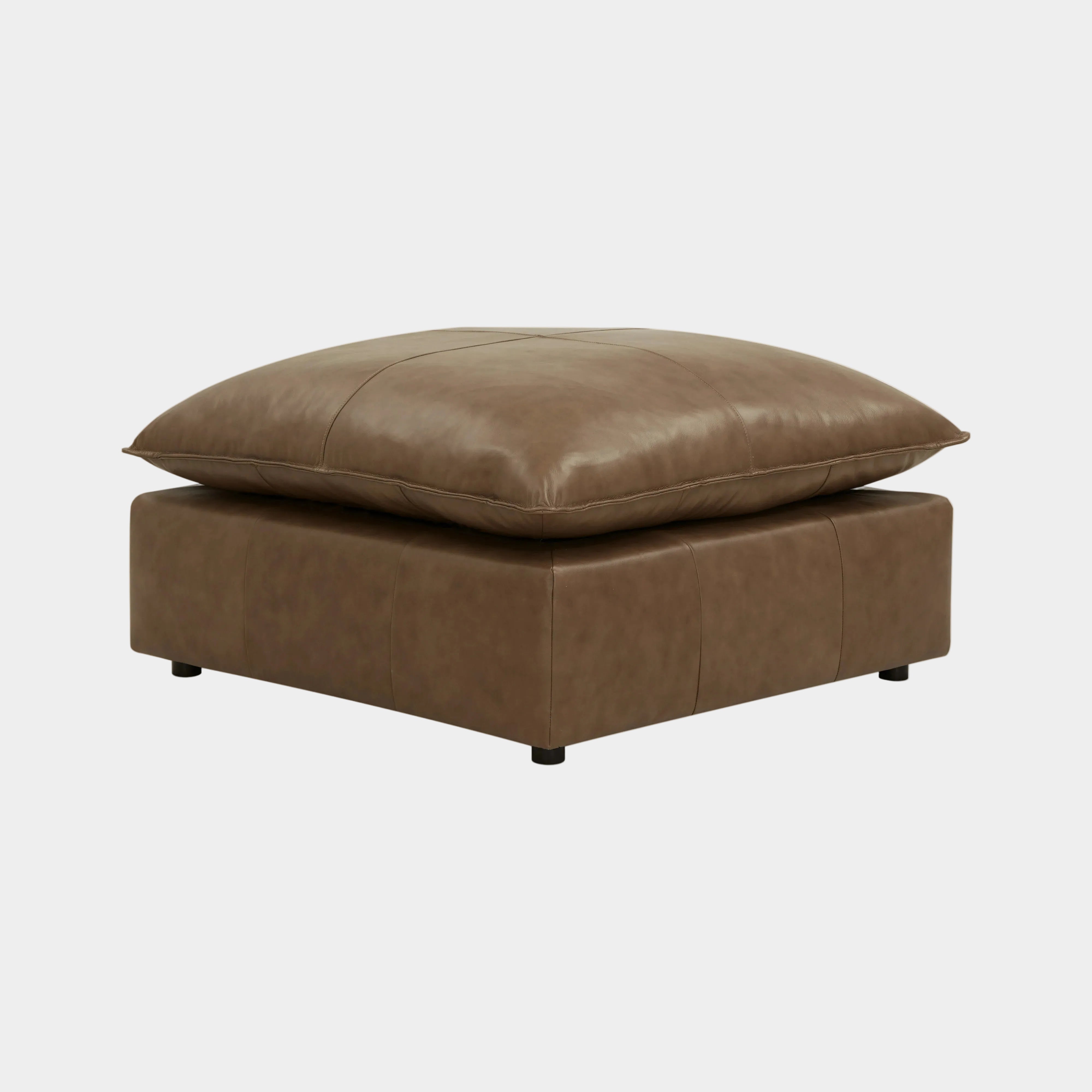 Cali Brown Leather Ottoman