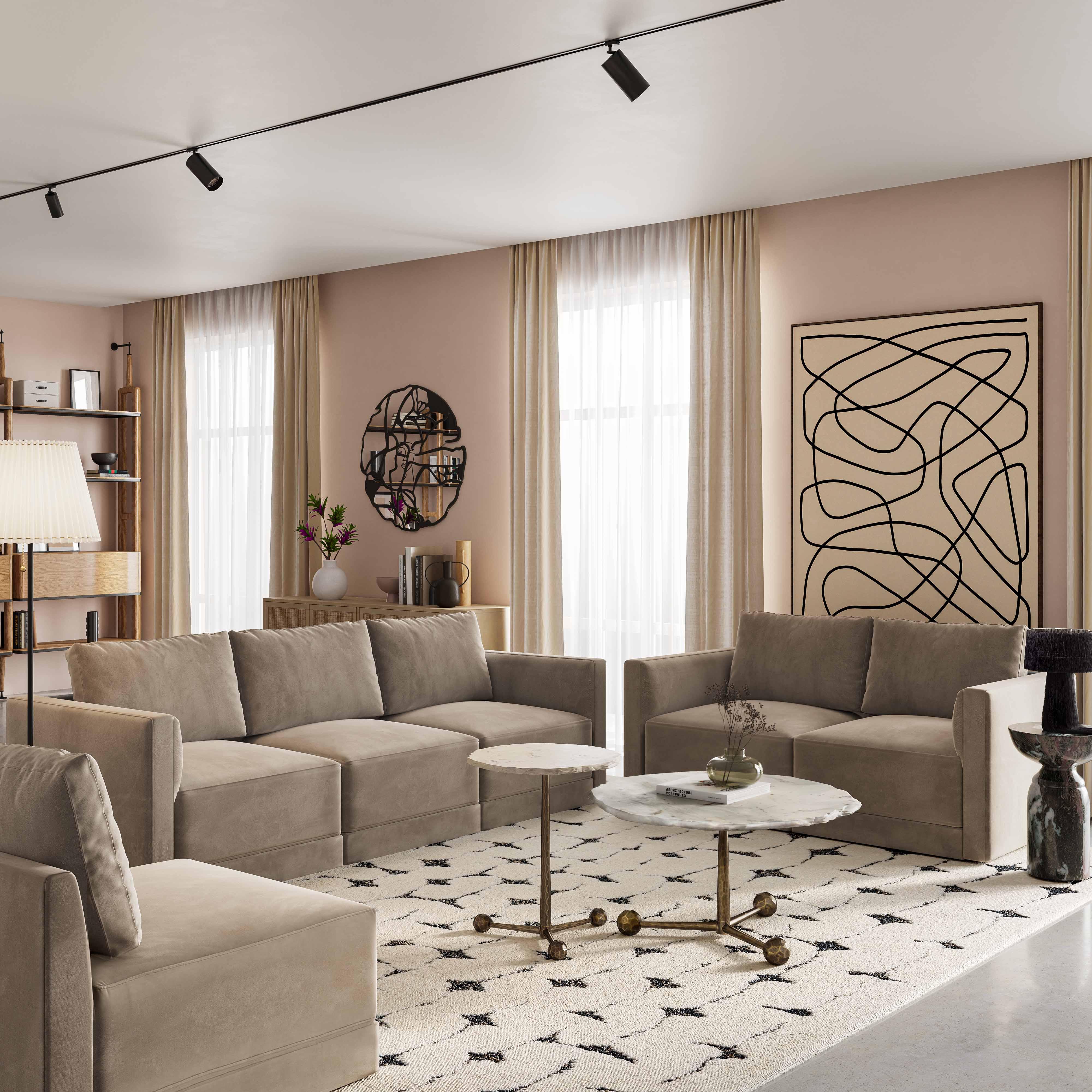 Willow Performance Velvet Modular LAF Corner Chair