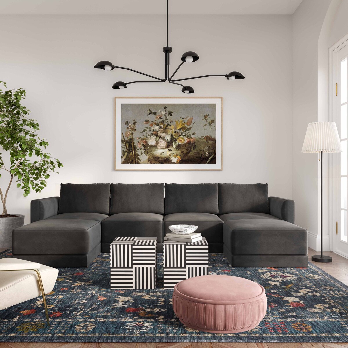 Sectionnel modulaire en U Willow Charcoal