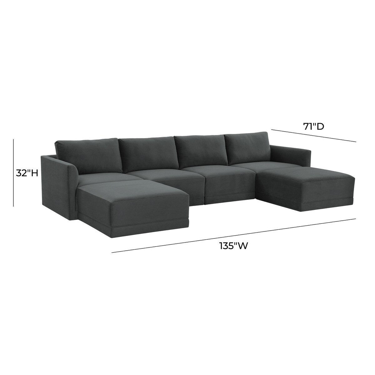 Sectionnel modulaire en U Willow Charcoal