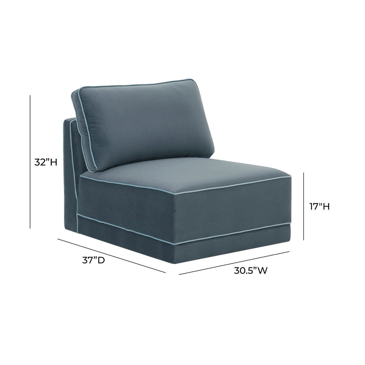 Fauteuil sans accoudoirs Willow Misty Blue
