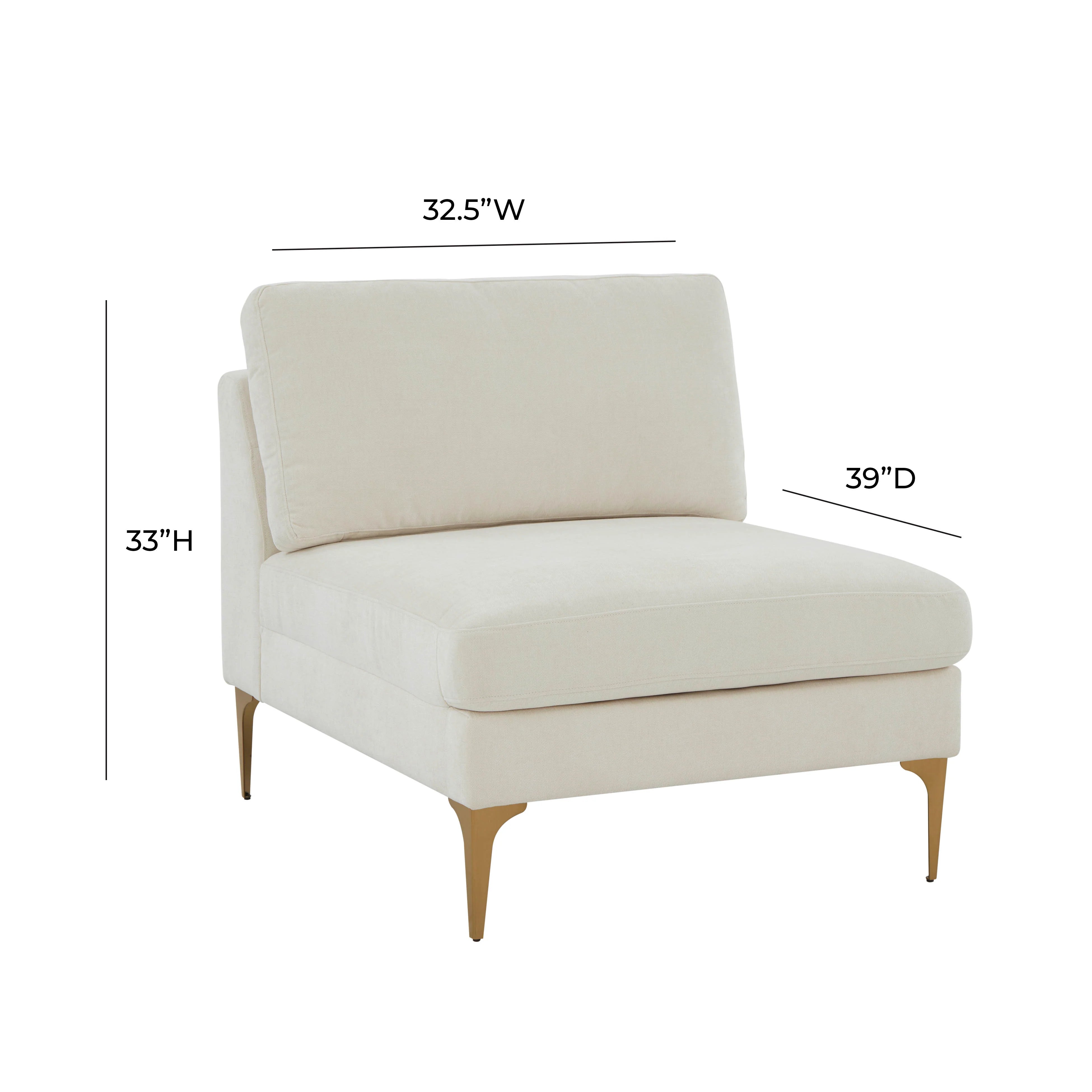 Serena Performance Velvet Modular Armless Chair