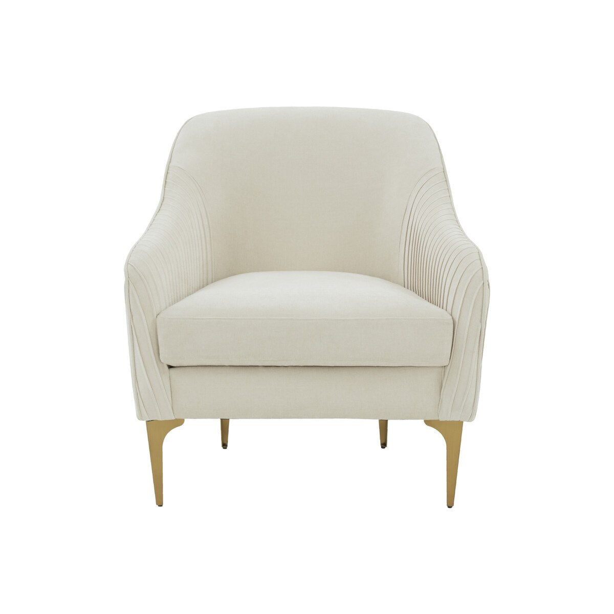 Chaise d'appoint Serena en velours crème avec pieds en laiton