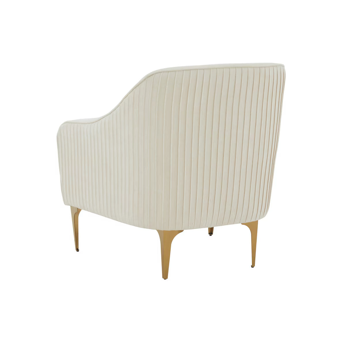 Chaise d'appoint Serena en velours crème avec pieds en laiton