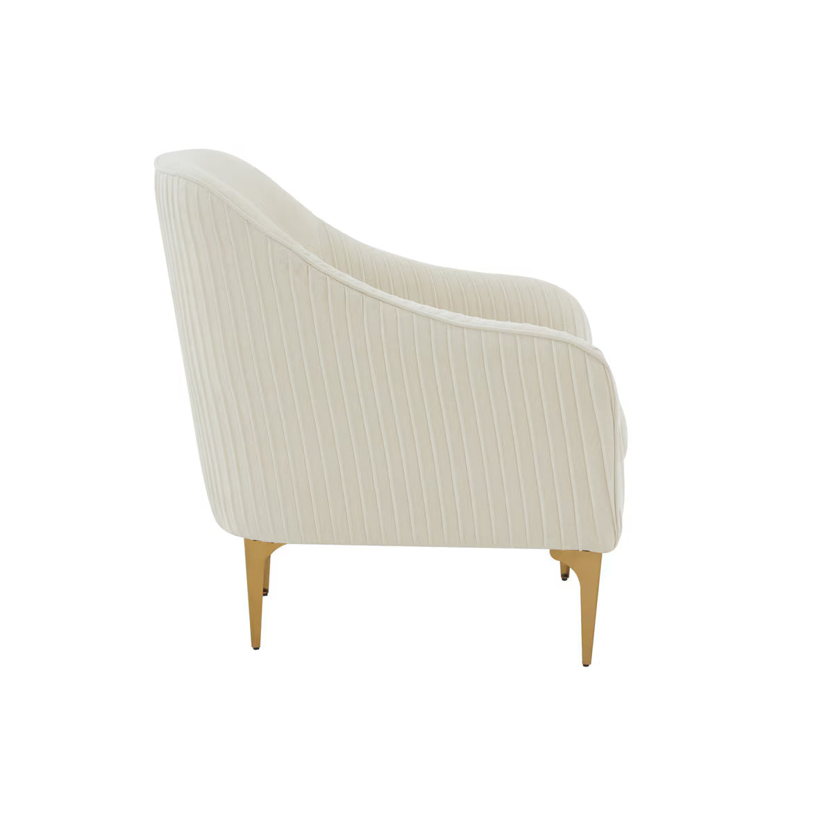 Chaise d'appoint Serena en velours crème avec pieds en laiton