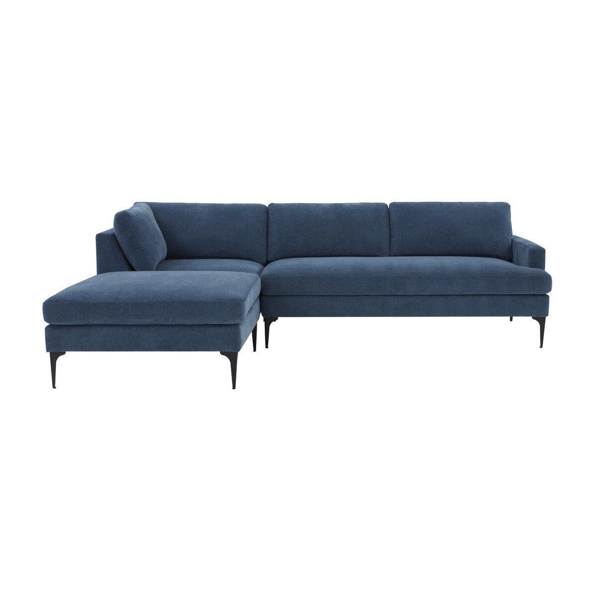 Chaise sectionnelle LAF en velours bleu Serena avec pieds noirs