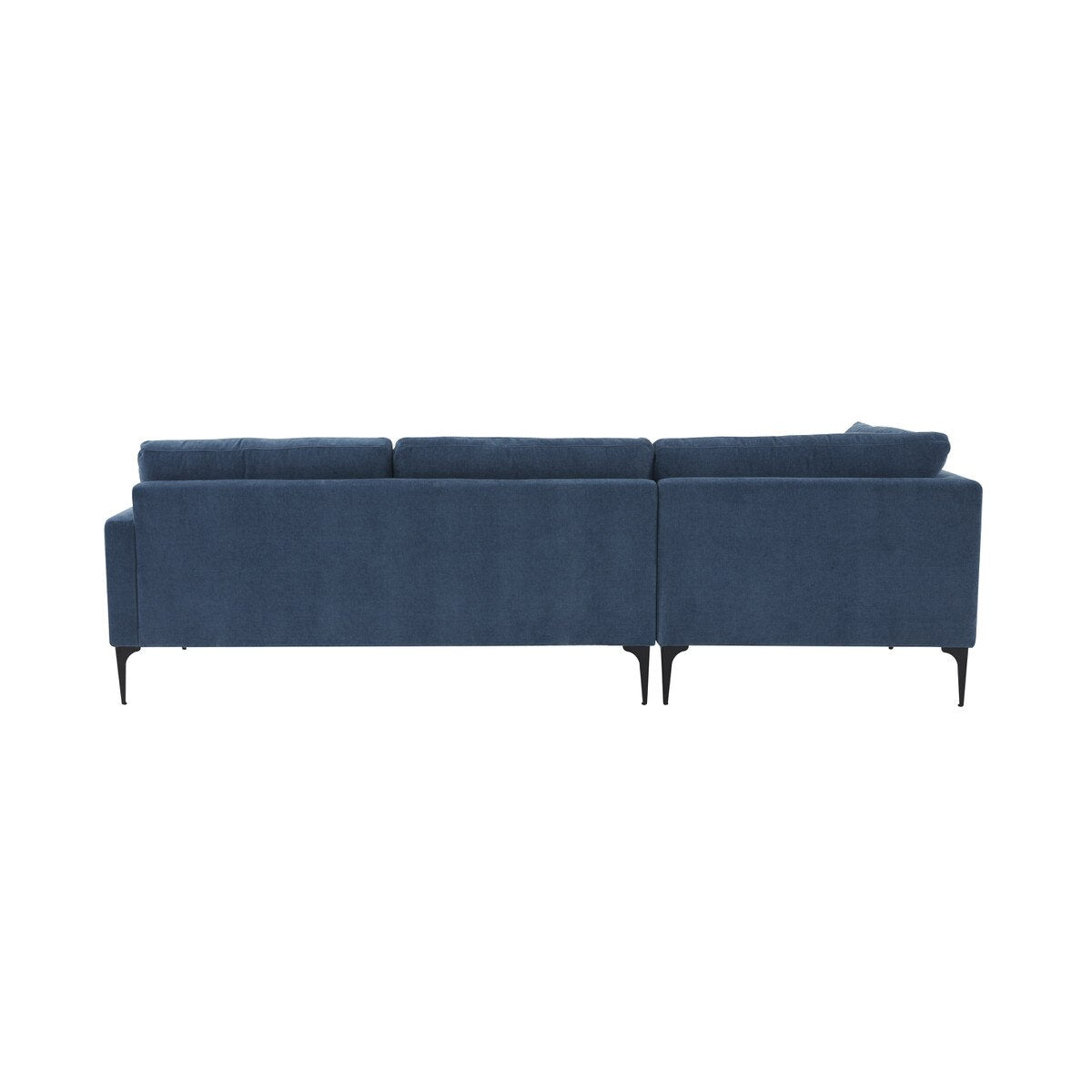 Chaise sectionnelle LAF en velours bleu Serena avec pieds noirs