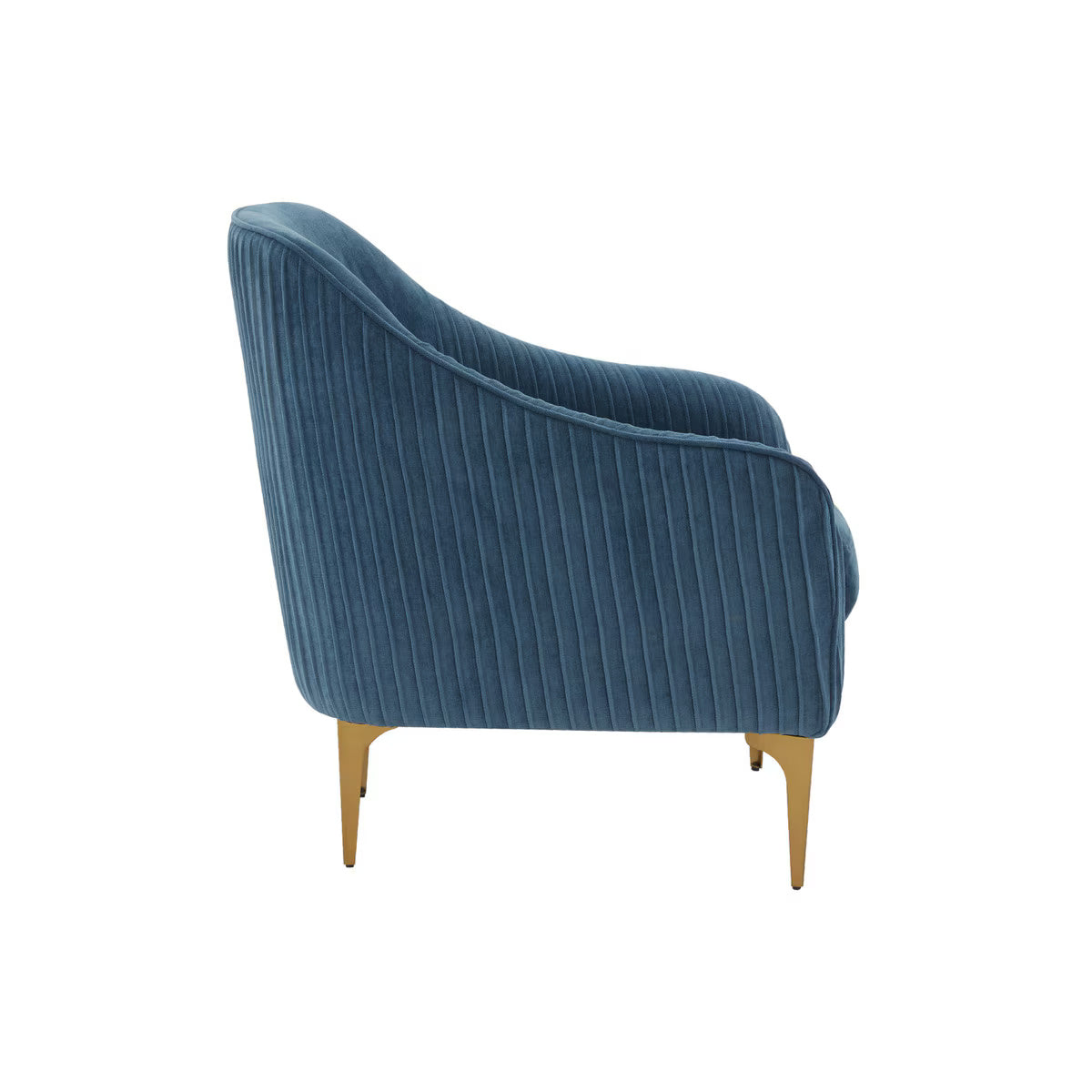 Chaise d'appoint Serena en velours bleu avec pieds en laiton