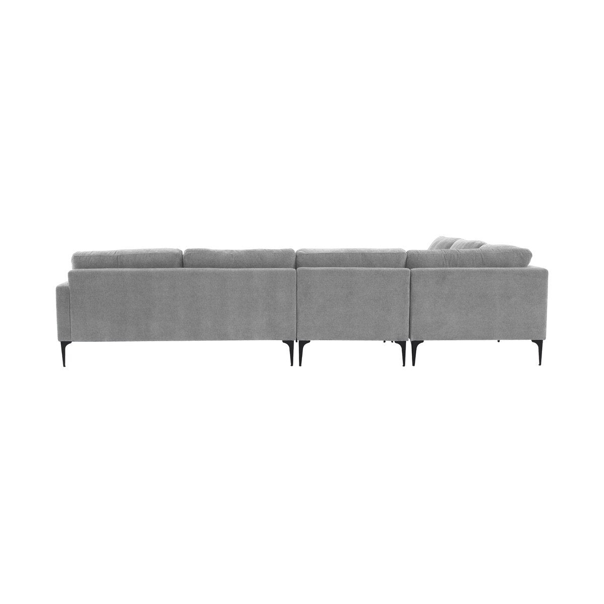 Chaise sectionnelle Serena en velours gris avec pieds noirs