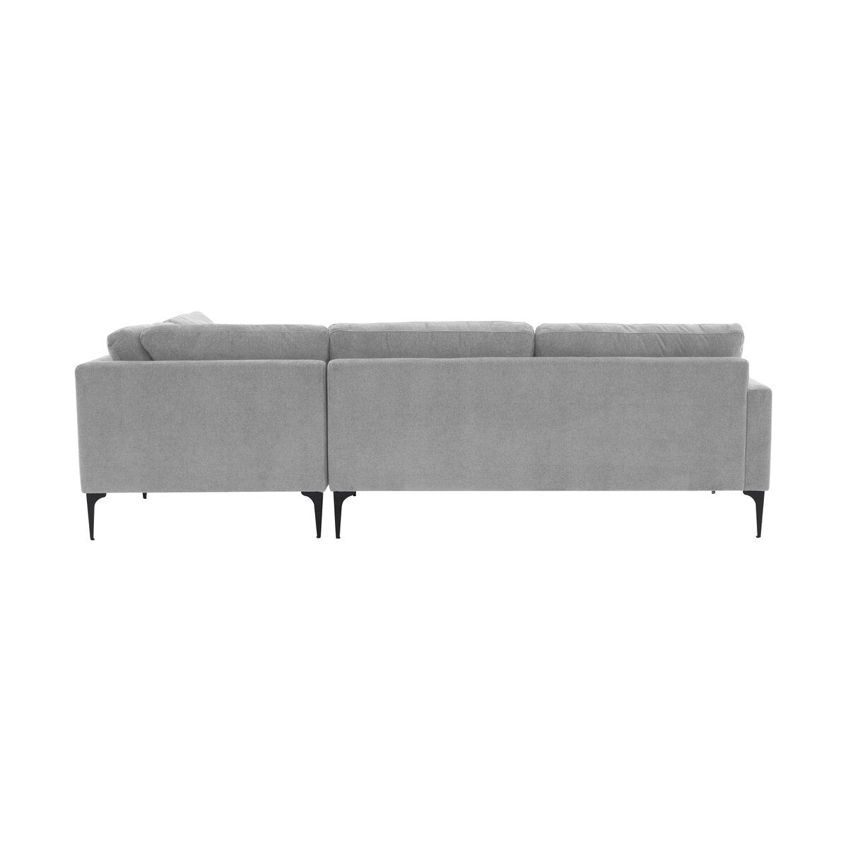 Chaise sectionnelle Serena en velours gris de grande taille avec pieds noirs