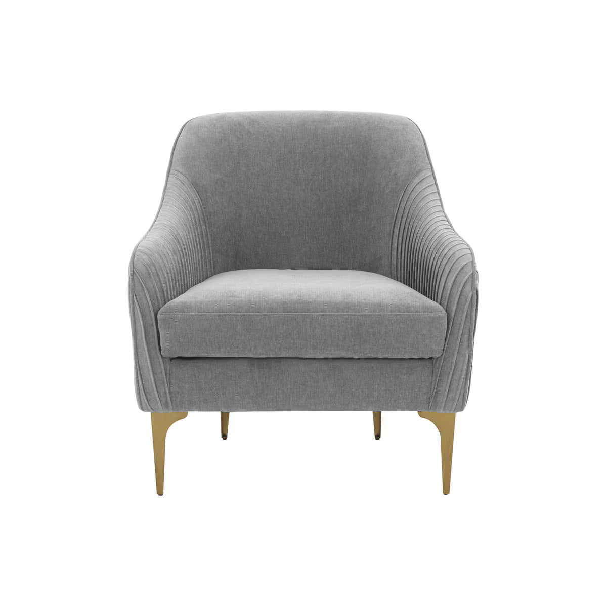 Chaise d'appoint Serena en velours gris avec pieds en laiton