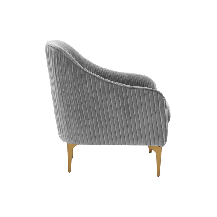 Chaise d'appoint Serena en velours crème avec pieds noirs