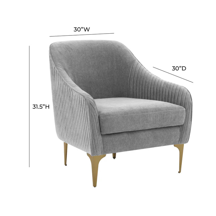 Chaise d'appoint Serena en velours crème avec pieds noirs