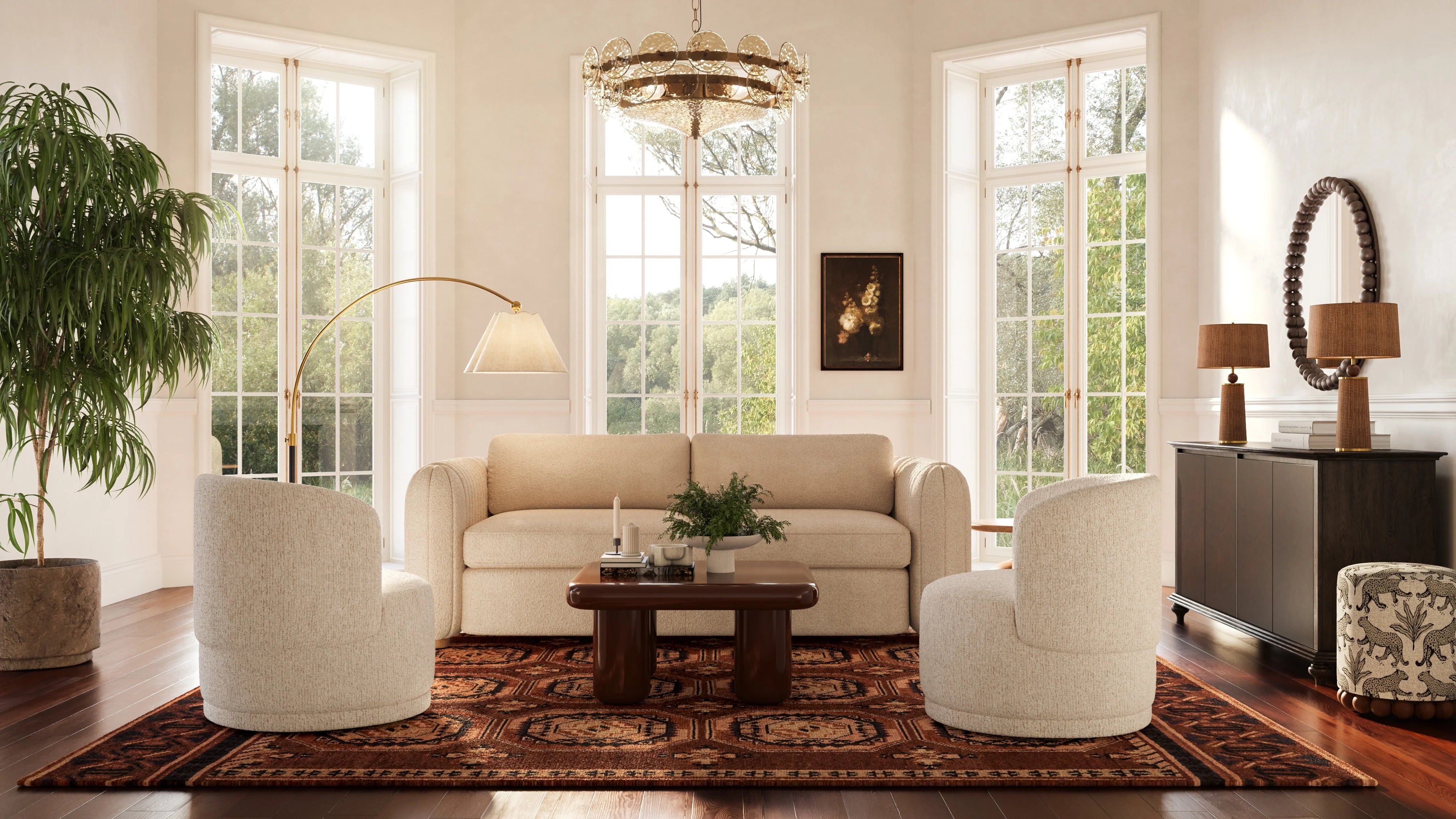 Porto 90" Honey Boucle Sofa