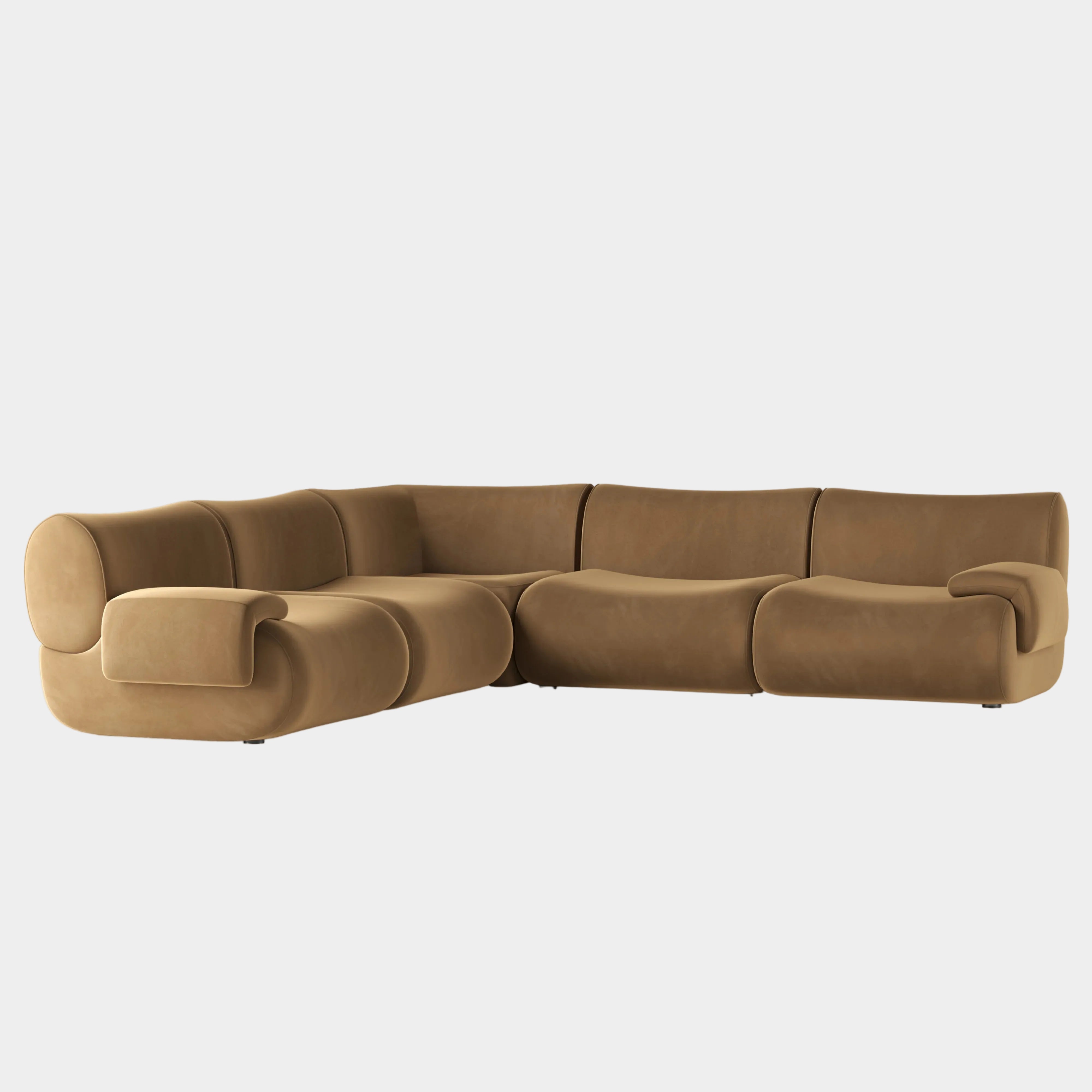 Zenith 5-Piece Latte Brown Performance Velvet Modular L-Sectional