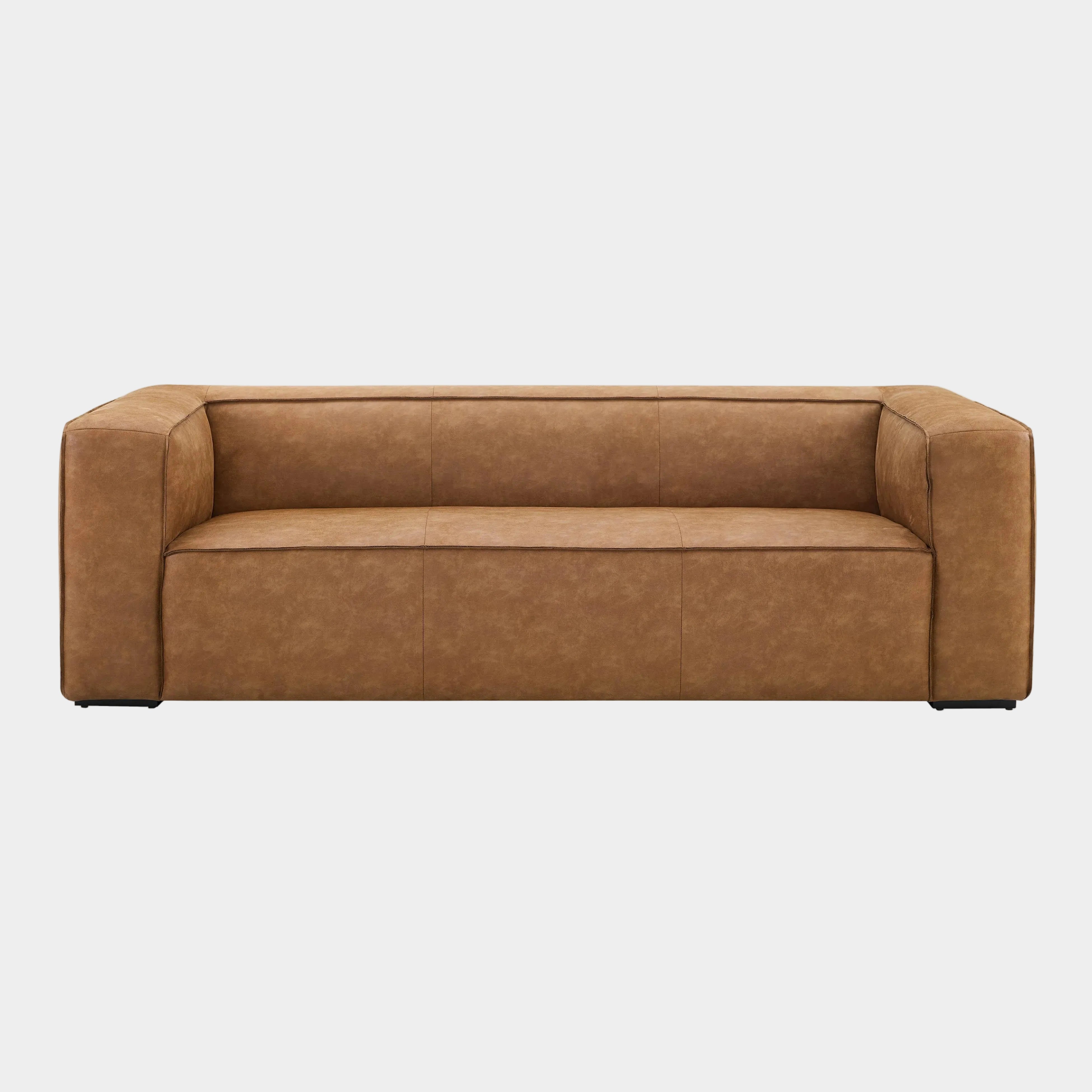 Aurora 90" Brown Leather Sofa