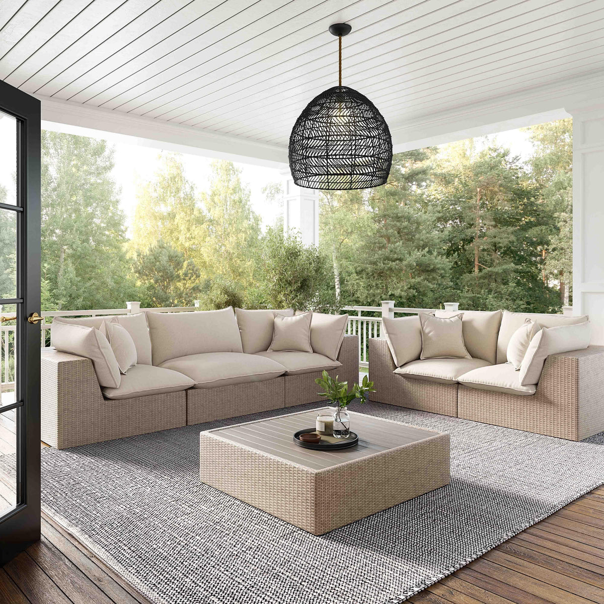 Cali 80" Performance Fabric & Wicker Outdoor Loveseat