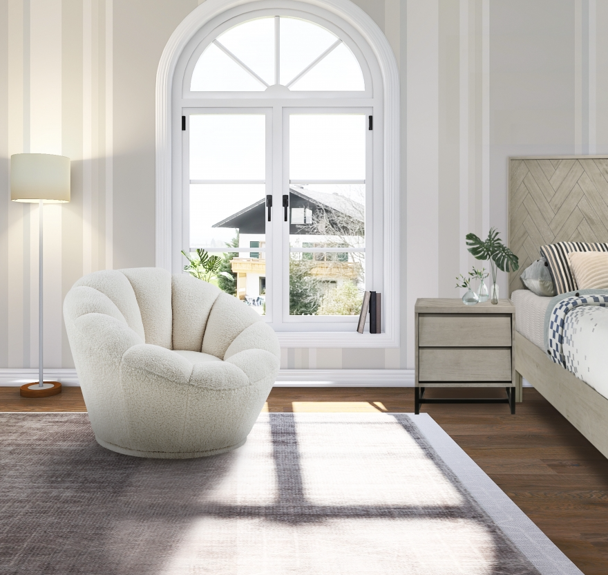 Dream Swivel Accent Chair (Boucle Fabric)