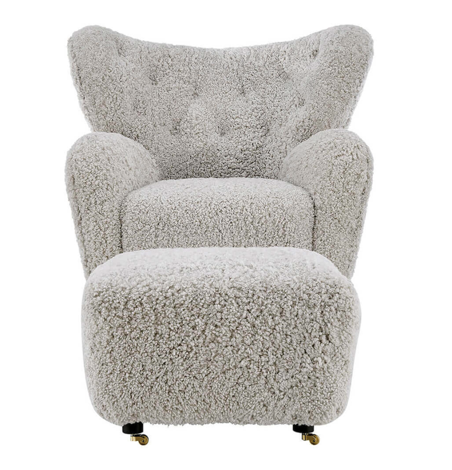 Flemming Lassen The Tired Man Lounge Chair & Footstool in Genuine Sheepskin