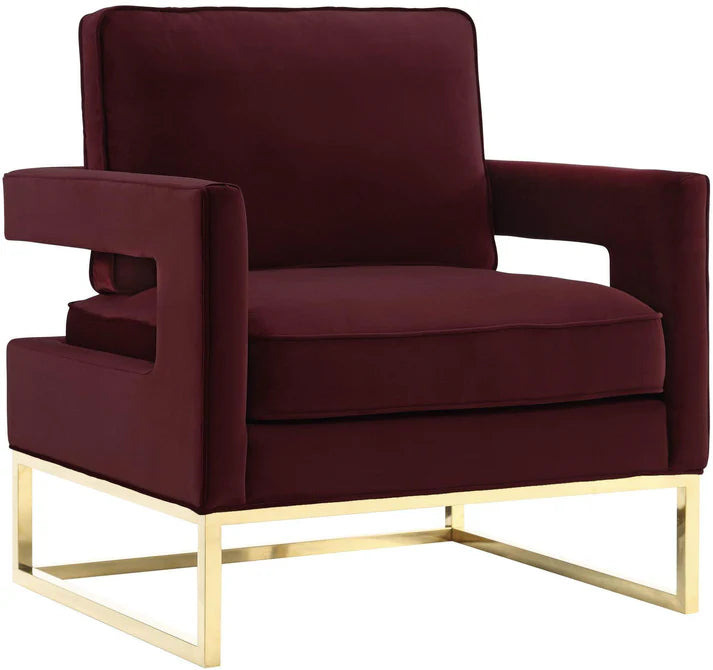 Chaise en velours bleu marine Avery
