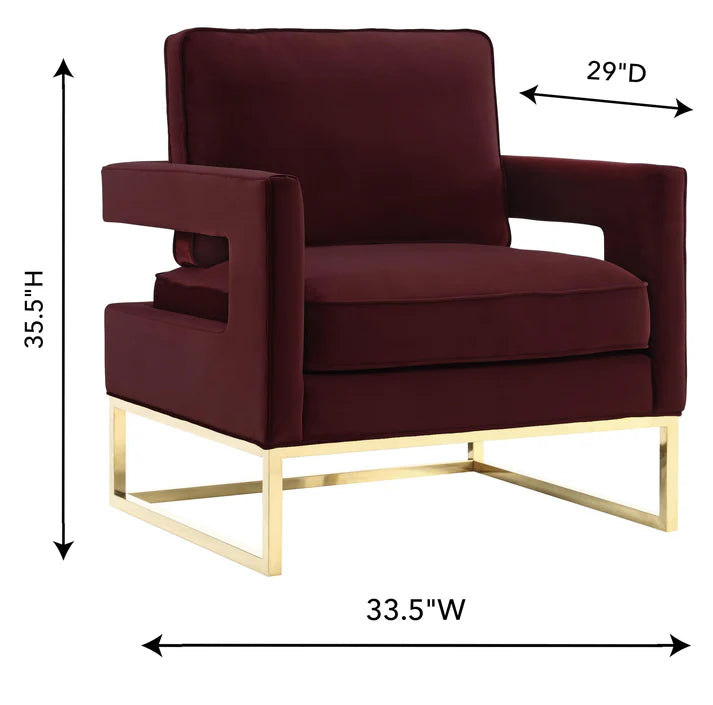 Chaise en velours bleu marine Avery