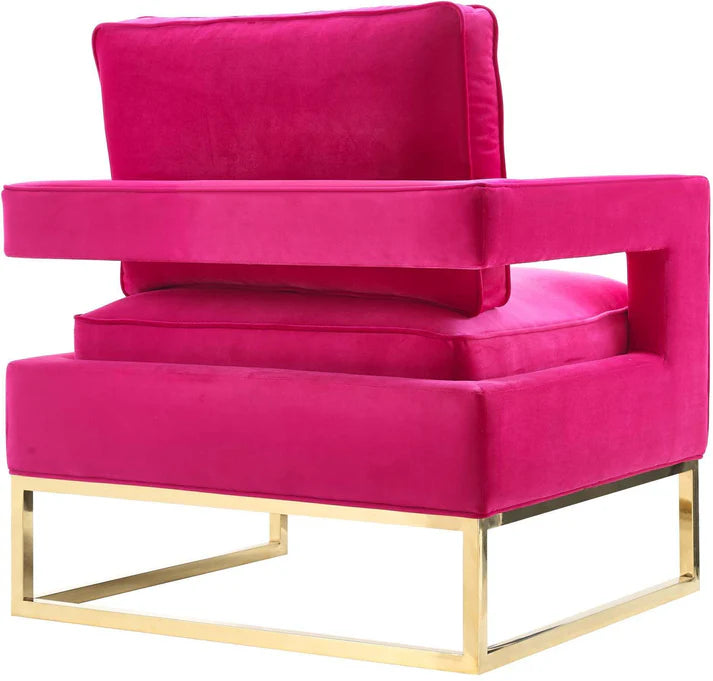 Chaise en velours bleu marine Avery