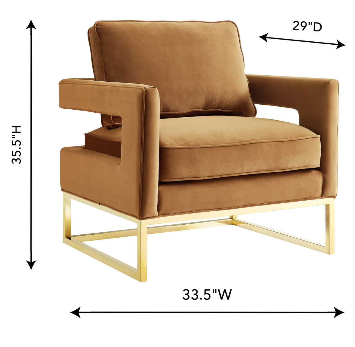 Chaise Avery en velours cognac