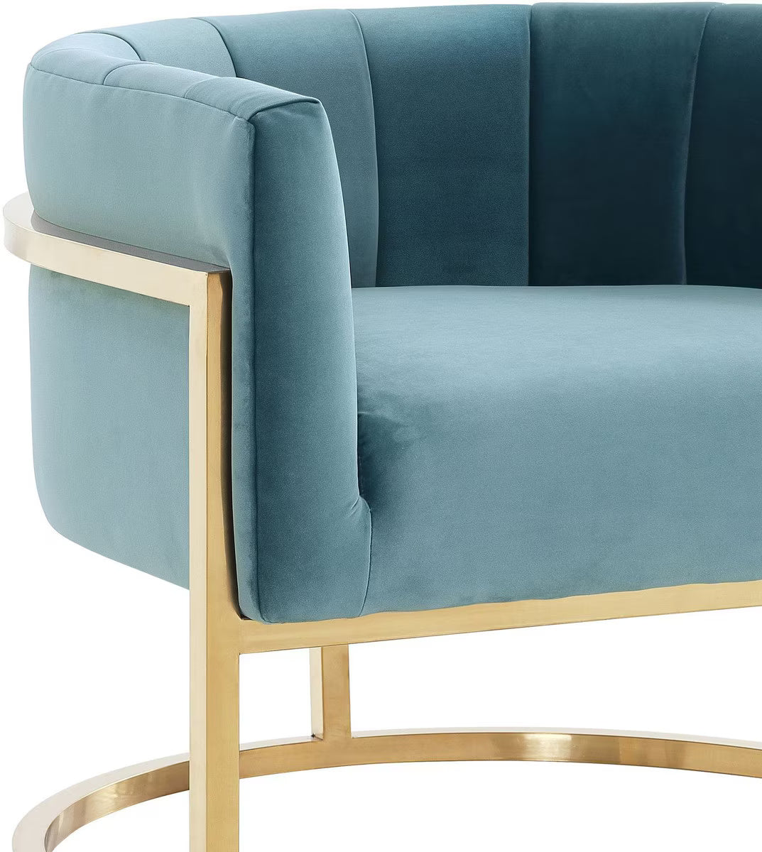 Chaise Magnolia Bleu Mer avec Base Dorée