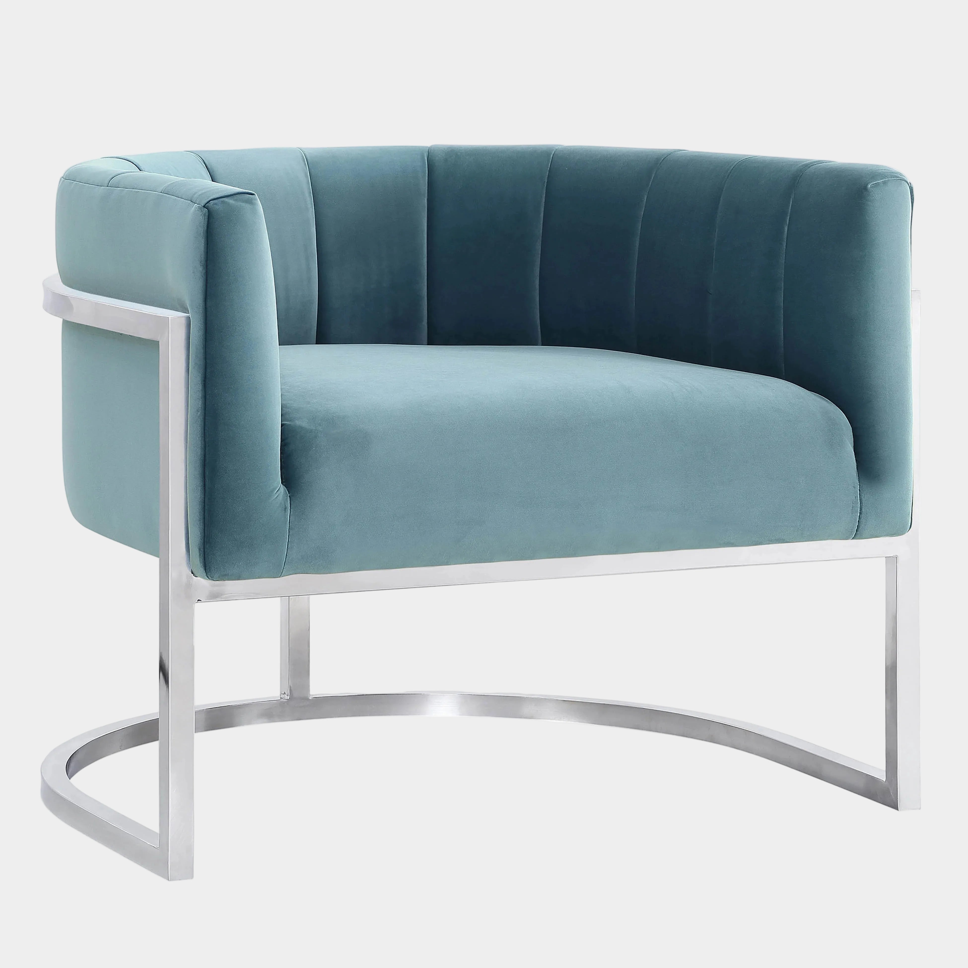 Chaise Magnolia Sea Blue avec base argentée