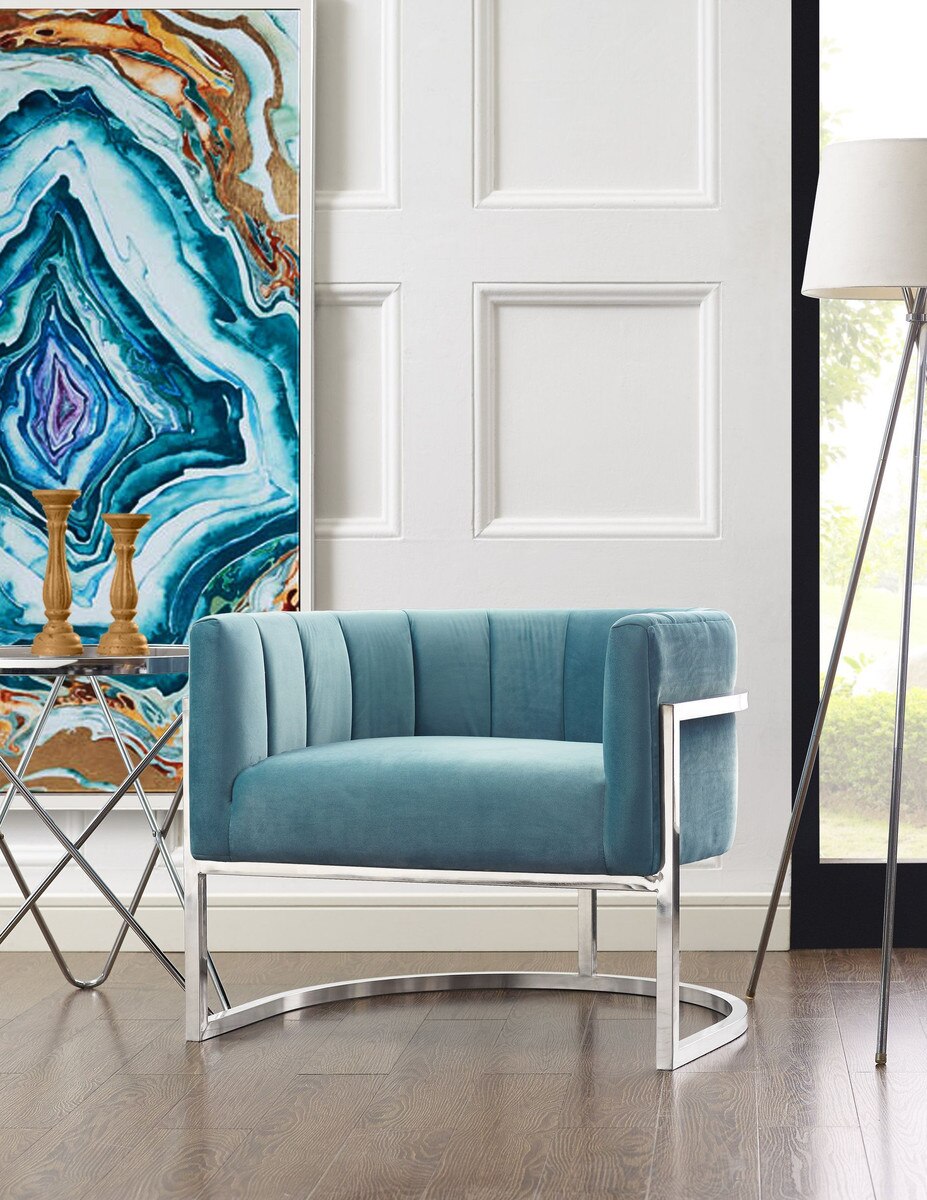 Chaise Magnolia Sea Blue avec base argentée