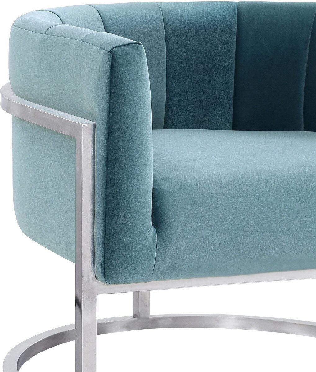 Chaise Magnolia Sea Blue avec base argentée