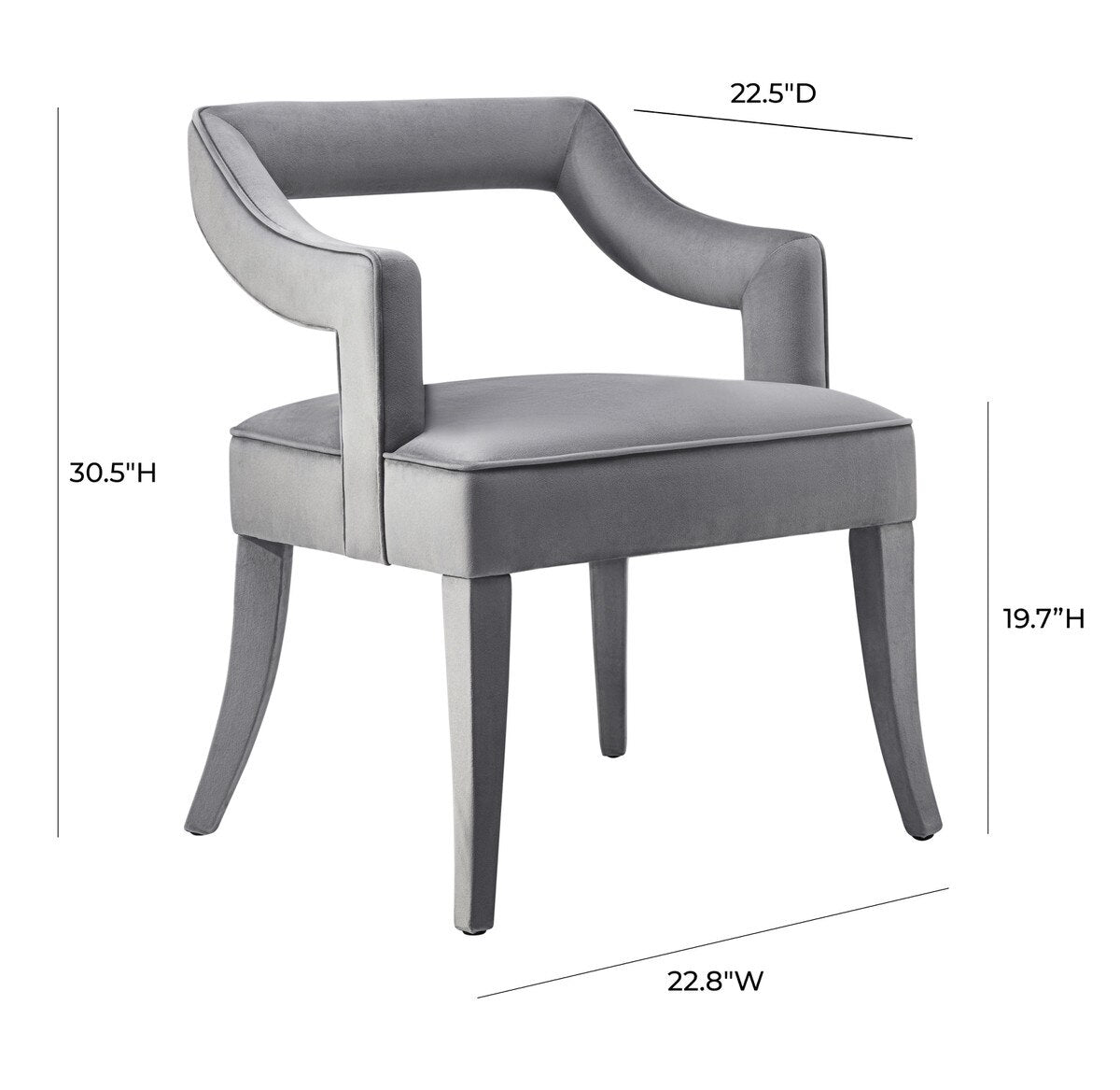 Chaise en velours gris Tiffany