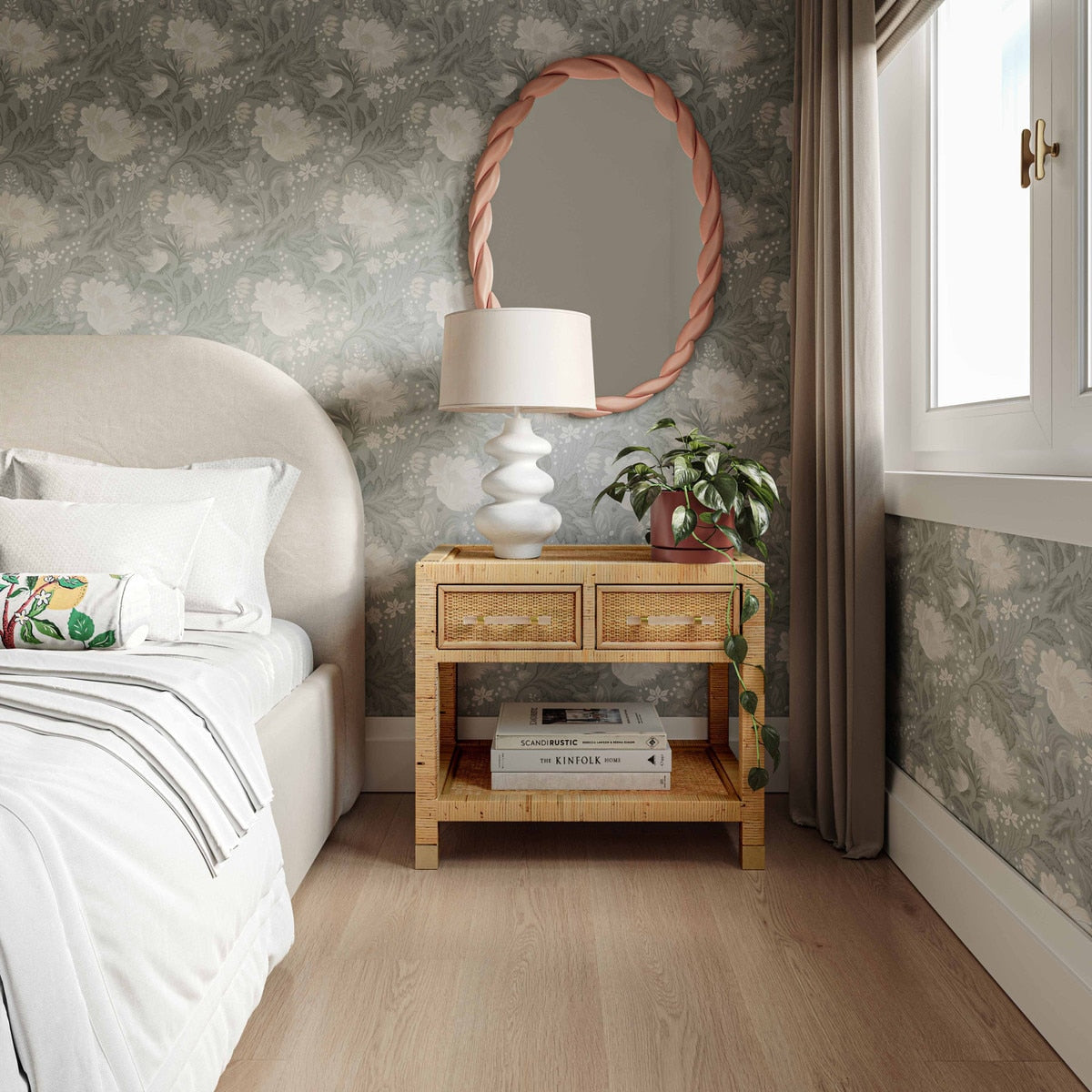Table de chevet en rotin naturel Amara