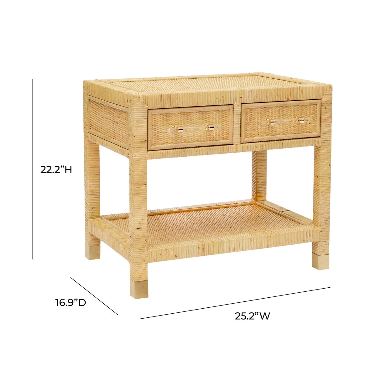 Table de chevet en rotin naturel Amara