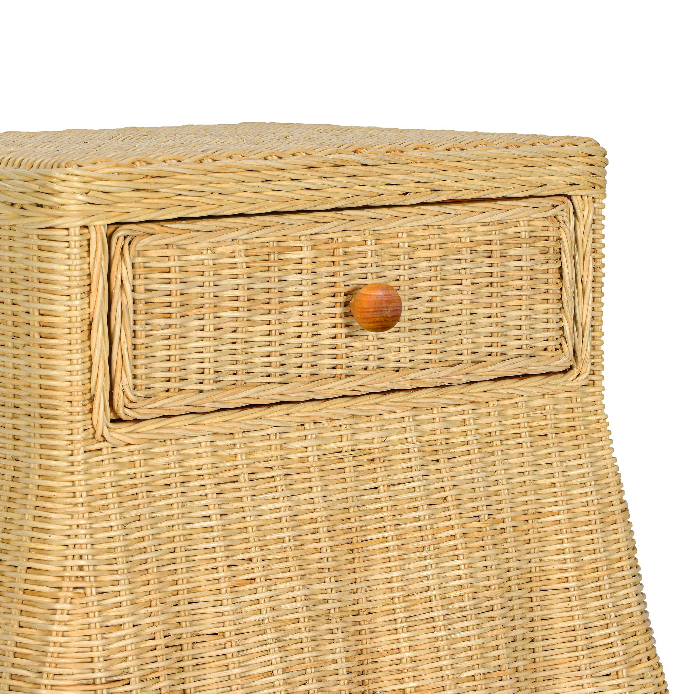 Pentra 25" Natural Rattan Nightstand With Drawer
