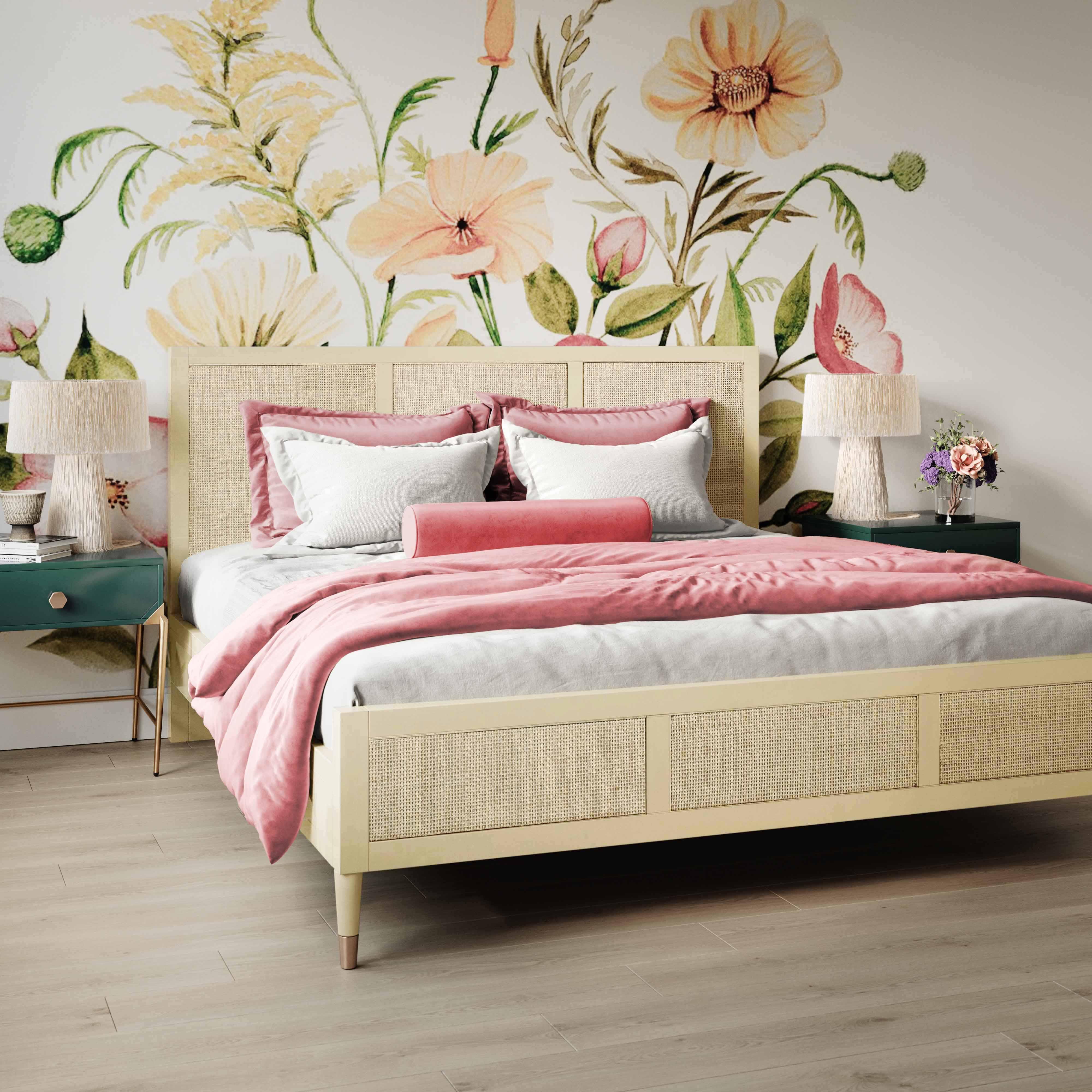 Sierra Wood & Rattan Bed