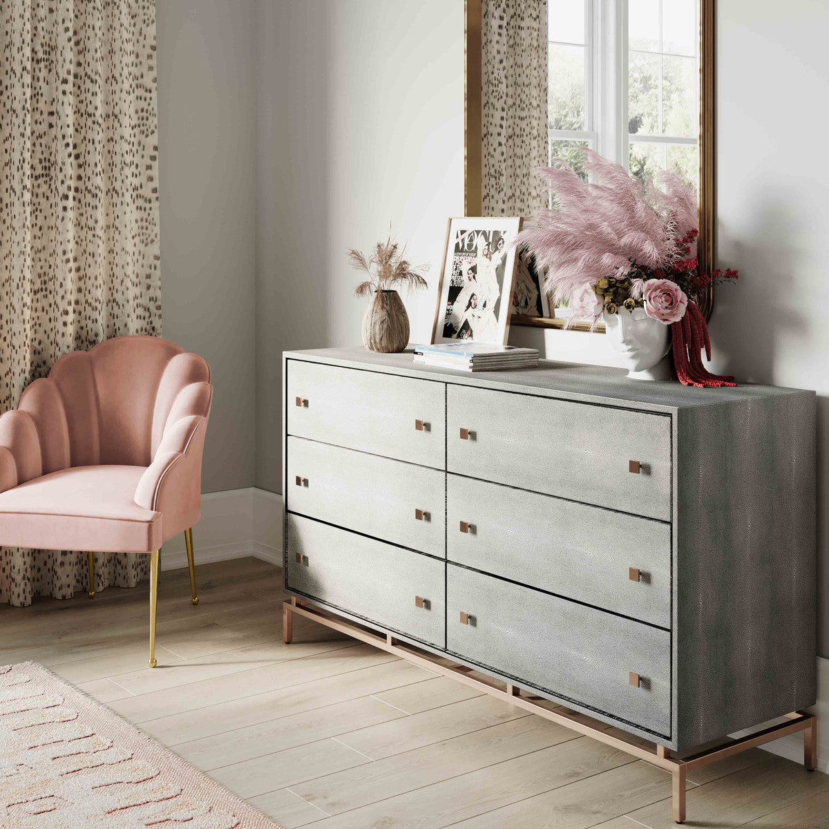 Commode 6 tiroirs Pesce Shagreen