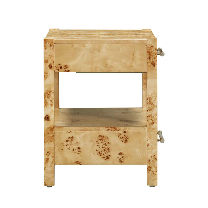 Table de chevet à 2 tiroirs en érable piqué Brandyss