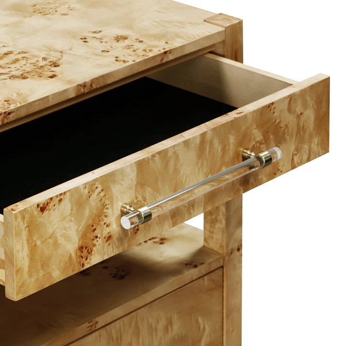 Table de chevet à 2 tiroirs en érable piqué Brandyss